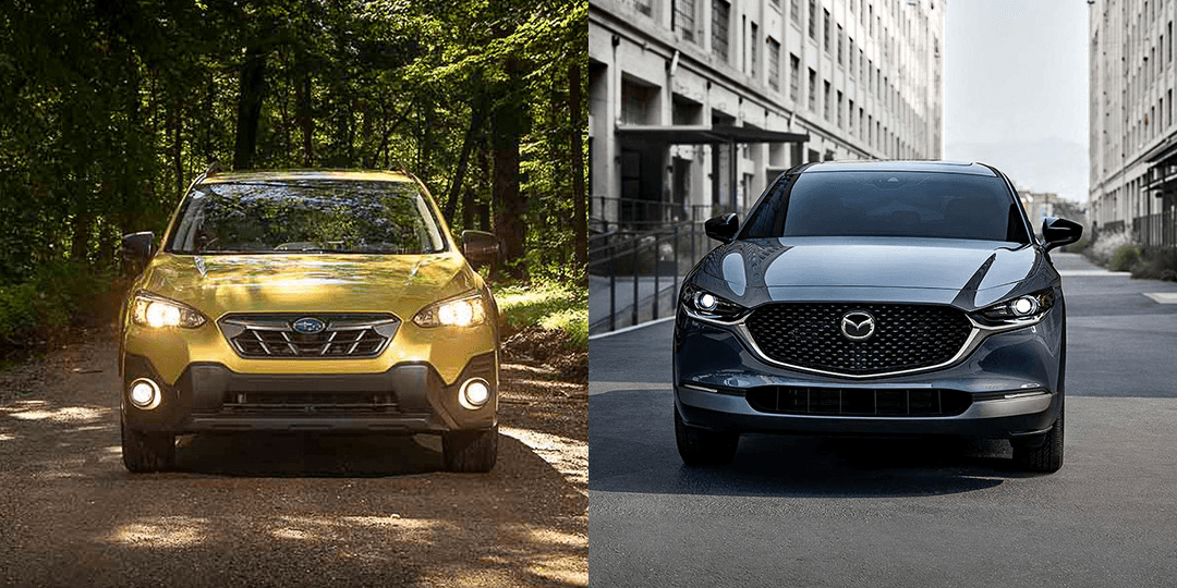 Comparatif entre le Subaru Crosstrek 2021 (gauche) et le Mazda CX-30 2021 (droite)